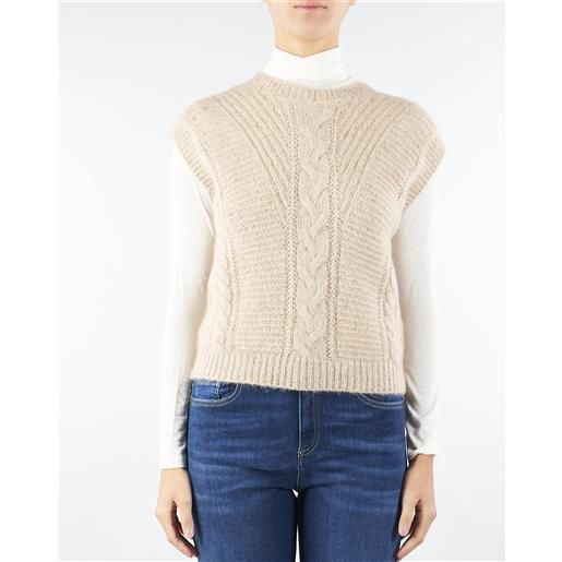 MAX MARA STUDIO gilet beige in alpaca e lurex
