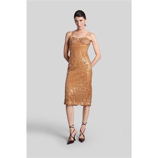 David Koma abito lungo in poliestere beige