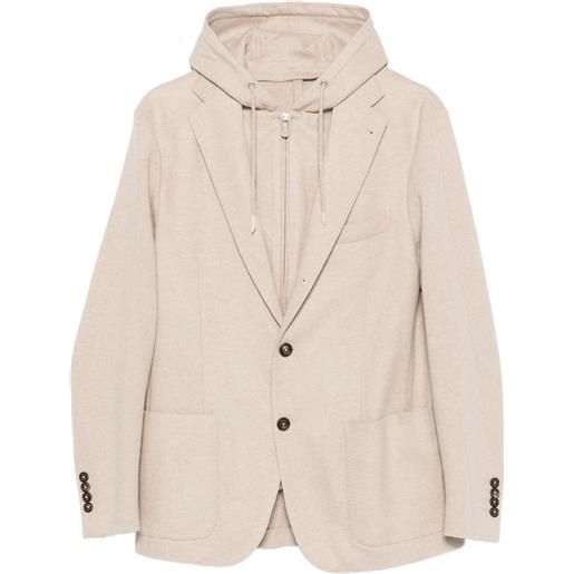 Eleventy blazer monopetto con cappuccio - toni neutri