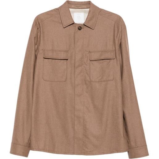 Eleventy giacca-camicia con taschino - marrone