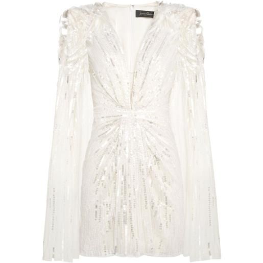 Jenny Packham abito corto lady love con paillettes - bianco