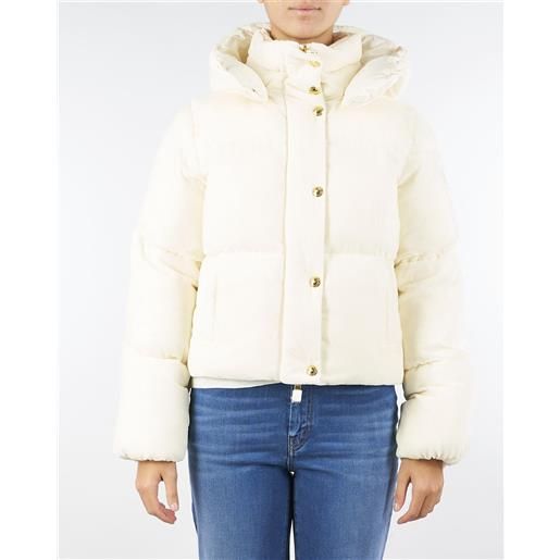 ELISABETTA FRANCHI piumino milk in velluto con cappuccio