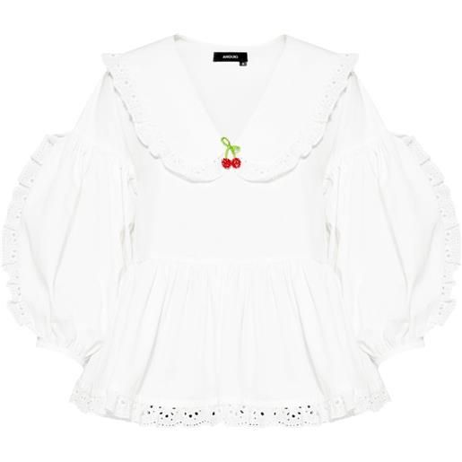ANOUKI blusa con ruches - bianco