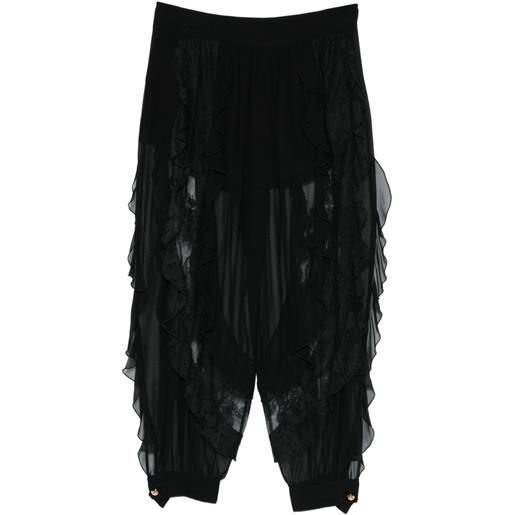 ZIMMERMANN pantaloni rebellion con ruches - nero