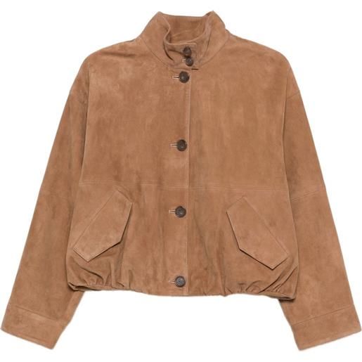 Simkhai giacca in pelle scamosciata con bottoni - marrone
