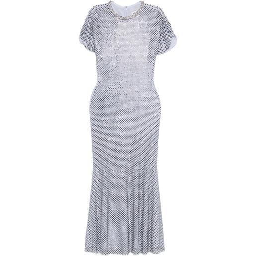 Self-Portrait abito midi con strass - blu