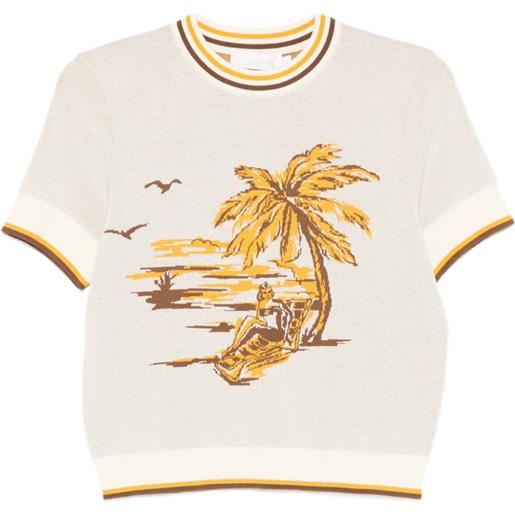 ZIMMERMANN t-shirt daylight con effetto jacquard - toni neutri