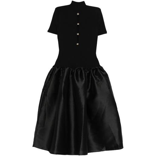 Self-Portrait abito midi con bottoni - nero