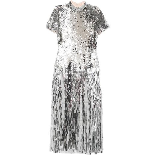 Self-Portrait abito midi con paillettes - argento