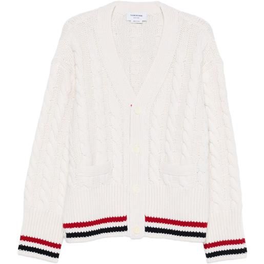 Thom Browne cardigan a trecce - bianco