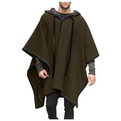 Mymyguoe poncho uomo steampunk gotico con cappuccio moda poncho casa cappotto uomo lana alpaca poncho con cappuccio cappotto invernale caldo e morbido cappotto da uomo giacca invernale confortevole