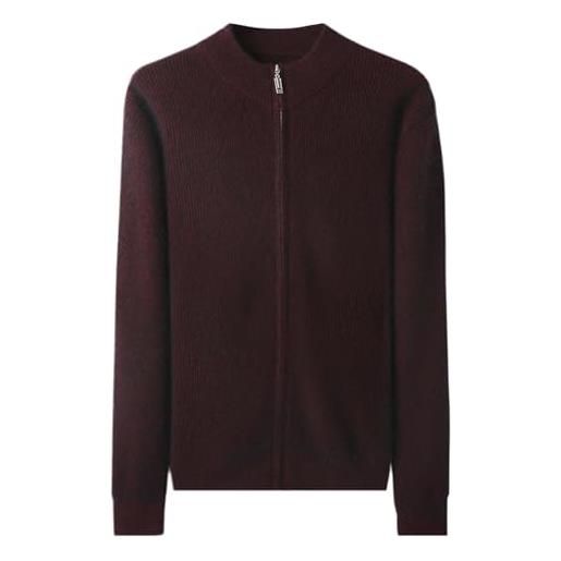 HNVAVQ maglione da uomo con zip, cardigan casual con zip intera, cardigan a collo alto, 100% cashmere