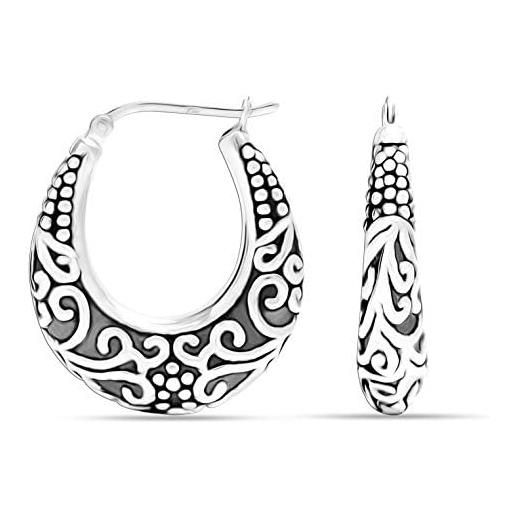 LeCalla Orecchini A Cerchio In Argento 925 Con Diamanti Per Donna – Gioielli Certificati, Regalo Ideale