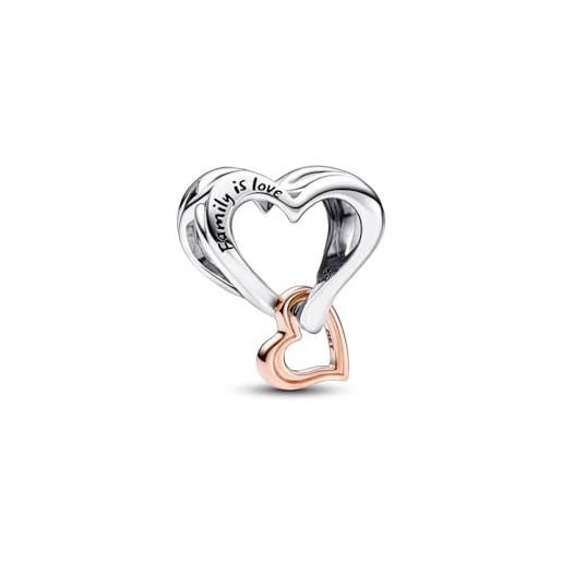 PANDORA ciondolo moments a forma di cuore traforato in argento sterling e placcato in oro 14k