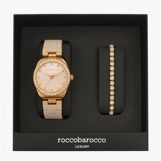 RoccoBarocco set orologio & bracciale roccobarocco rose gold