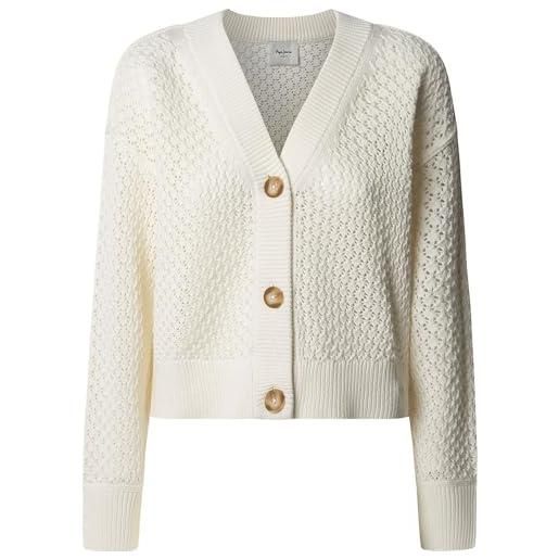 Pepe Jeans olga maglione cardigan, bianco (mousse bianco), s donna