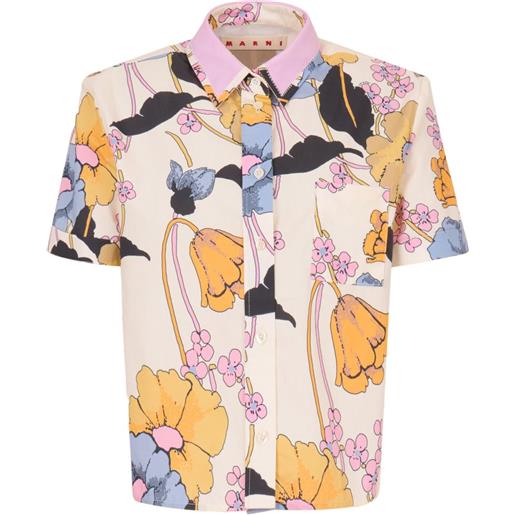 Marni camicia a fiori con tasca - toni neutri
