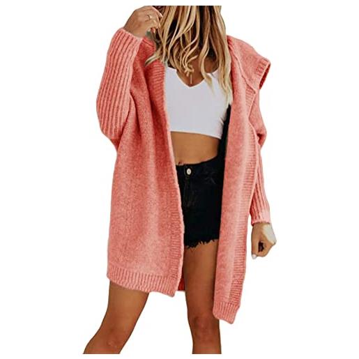 ORANDESIGNE cardigan donna pullover casual elegante solid manica lunga di lavoro a maglia con scollo a v slim cardigan maglione con cappuccio a1 arancio xxl
