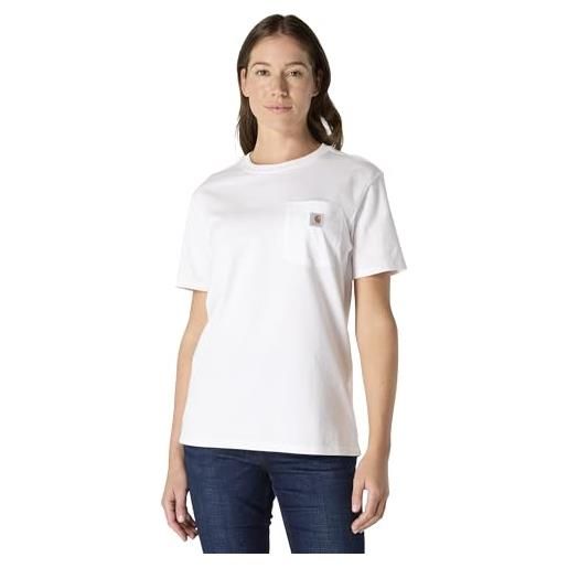Carhartt, pocket t-shirt k87, loose fit, manica corta donna, heather grey , xl
