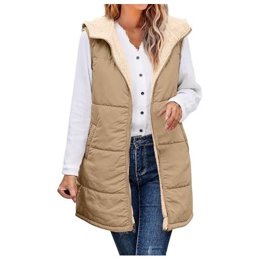 Generico teddy fleece jacket gilet leggero con zip giacche calde vest women's sleeveless giubbotto peluche termica in pile felpato smanicato panciotto tasche outwear streetwear