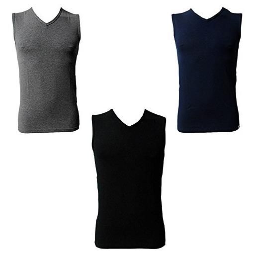 Enrico Coveri coveri 3 smanicato uomo spalla larga scollo a v cotone bielastico enrico art. Et1003 (nero/grigio/blu, 4/m)