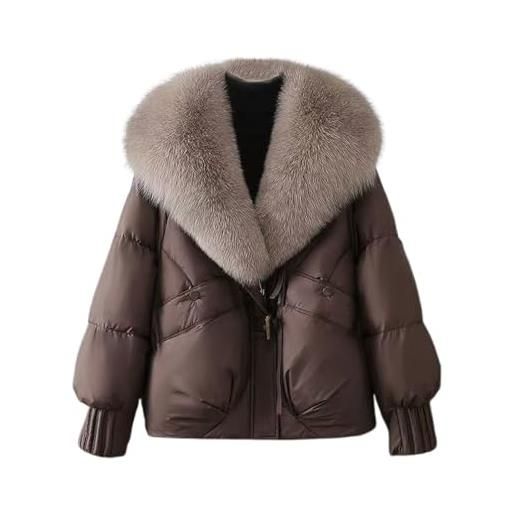 Générique piumino da donna caldo con collo di pelliccia, cappotto corto da donna con cerniera baggy parka, giacca a maniche lunghe, comoda invernale, cardigan alla moda, eleganti piumini per il tempo