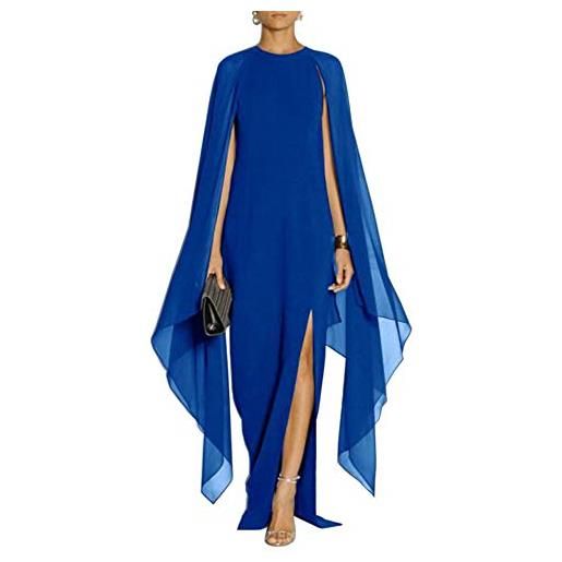 Mayfasey abito da sera elegante da donna, con maniche svasate, elegante, con mantello, blu, m