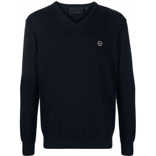 Philipp Plein maglione con scollo a v - blu