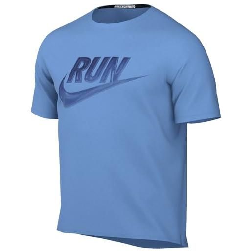 Nike maglia da running a manica corta da uomo miler run energy, university blue, hj3564-412, s