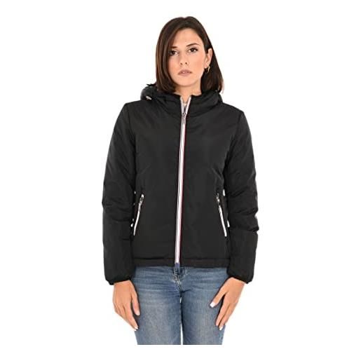 Ciabalù giubbotto donna invernale con cappuccio giubbino double face imbottito impermeabile (xxl, nero)