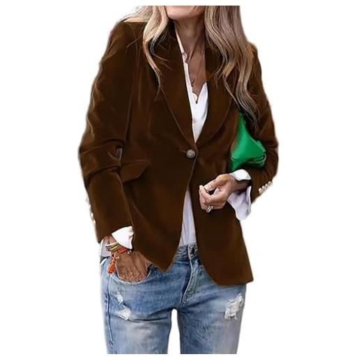 Generic blazer da donna in velluto, giacca invernale da lavoro, cardigan casual con risvolto, abito da ufficio, cappotti per autunno inverno, rosso, s