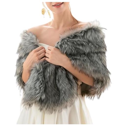 Ushiny, coprispalle in ecopelliccia, ideale per spose nero taglia unica