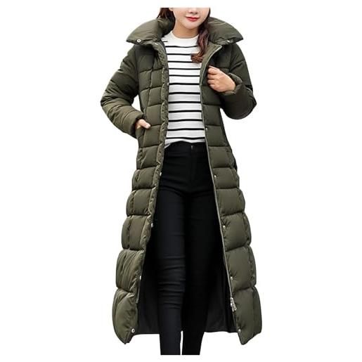 HEONSATI piumini donna trapuntata piumino imbottito manica lunga caldo piumini con cappuccio foderati elegante giubbotto casual da donna antivento piumino lungo termici spessa cappotto in pile outdoor
