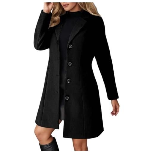 Generico cappotto donna invernale lana caldo cappottos scollo a v revers cappotti invernali lungo dritto giacca lana elegante con tasche per autunno inverno