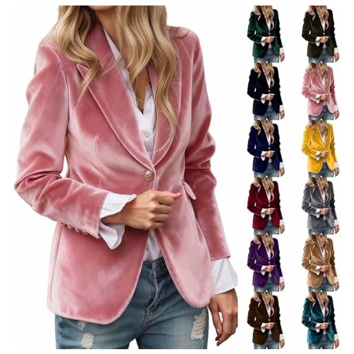 Dasongff - blazer in velluto da donna, casual, a maniche lunghe, per ufficio e affari, giacca elegante, vestito da blazer, giacca da cerimonia, viola. , m