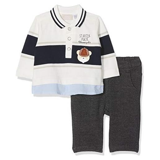 Chicco set 2 pz polo+pantalone lungo completino, bimbo 0-24, blu (blu scuro 088), 86 (taglia produttore: 86)
