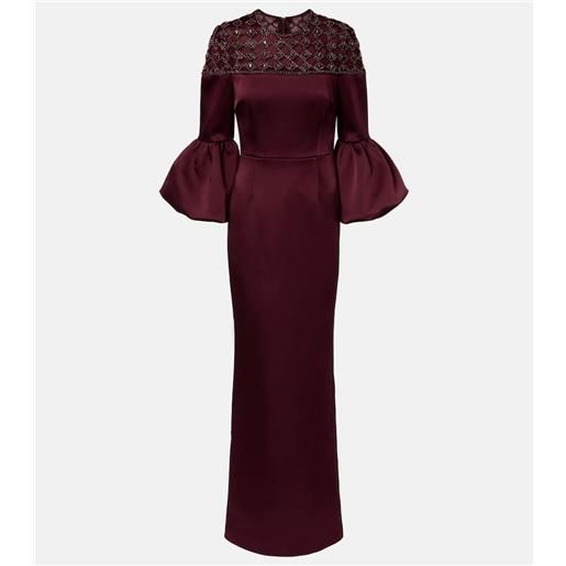 Rebecca Vallance abito lungo alora in raso con decorazioni