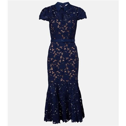 Self-Portrait abito midi in pizzo con cintura