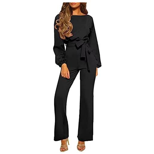 Yekdmxop tuta intera donna elegante tute donna eleganti da cerimonia maniche lunghe jumpsuit donna curvy pantaloni sexy taglie forti completo donna overall playsuit monopezzi a gamba larga country concert