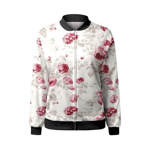 XUEJIANN felpa da donna con chiusura lampo - felpa da donna senza cappuccio elegante - giacca invernale corta calda felpa oversize con stampa cappotto corto/tradizionale bavarese, colore: rosa. , xl