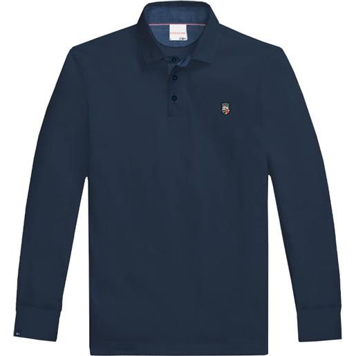 Scuola nautica italiana - polo manica lunga in cotone piqué uomo 158850 navy