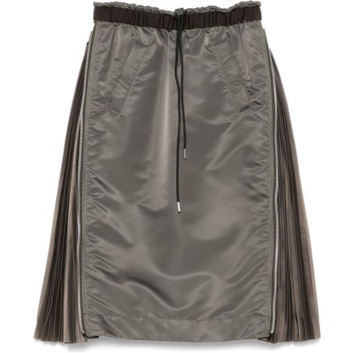 sacai gonna midi in twill - verde