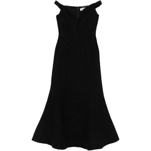 Self-Portrait abito midi con spalle scoperte - nero