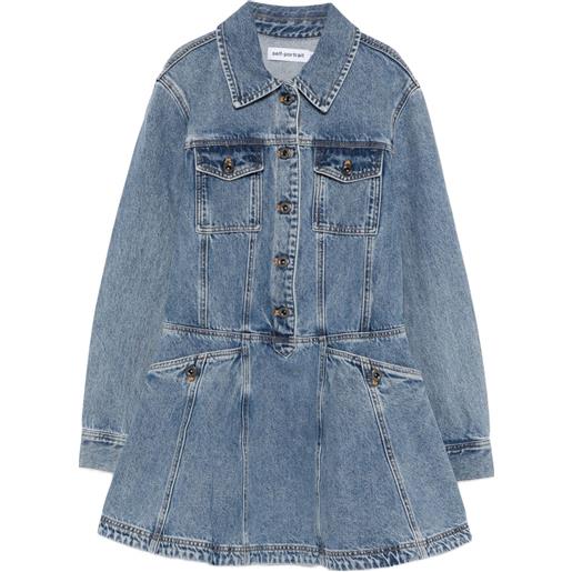 Self-Portrait abito con tasche - blu