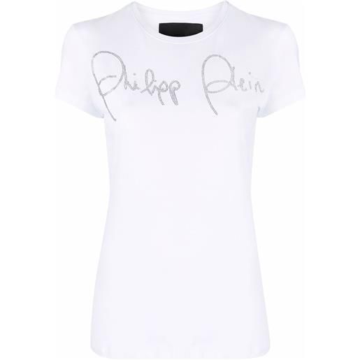 Philipp Plein t-shirt con strass - bianco