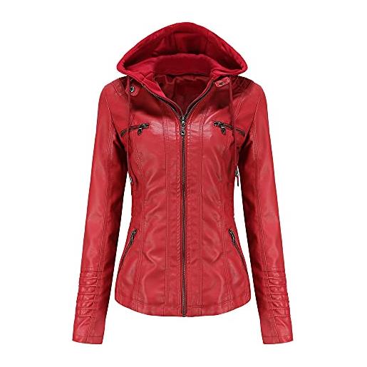 Giacca In Similpelle Da Motociclista Donna – Corta Con Cerniera E Risvolto – ORANDESIGNE