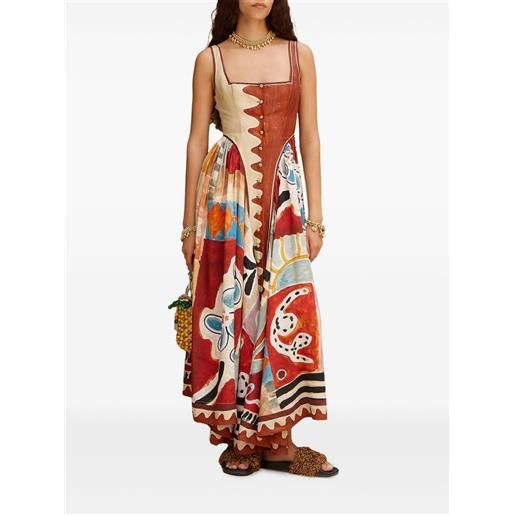 ALEMAIS abito midi michelle con stampa - rosso