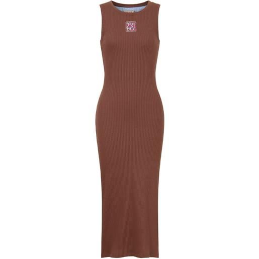 Marni abito midi con applicazione - marrone