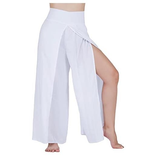 Lofbaz pantaloni da yoga a palazzo con gamba a fessura per donna ragazze maternità summer beach pantaloni a vita alta boho tinta unita nero s