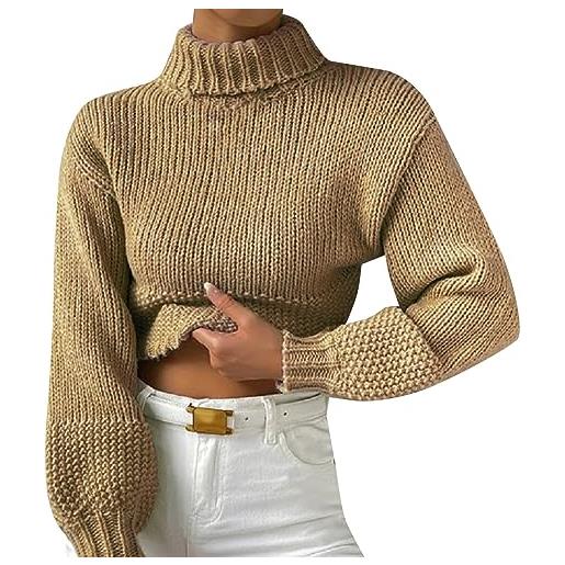 Generic maglioncino natale maglie donna manica lunga maglione donna maglione pullover casual lavorato a maglia a maniche lunghe maglioni firmati giacca in maglia khaki m